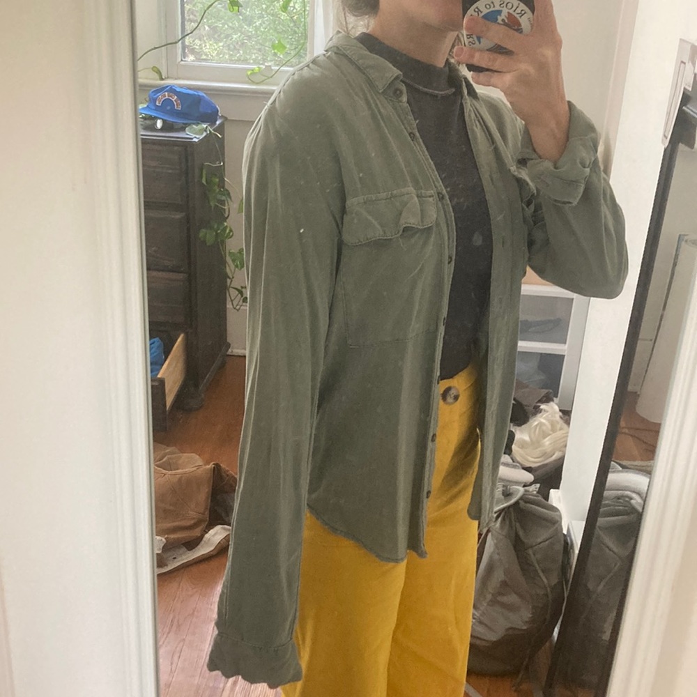 Olive green long sleeve button up